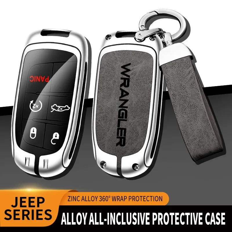 Zinc Alloy Car Key Case For Jeep Wrangler Remote Control Protector WRANGLER Logo For JEEP Car Key Cover Car Accessories