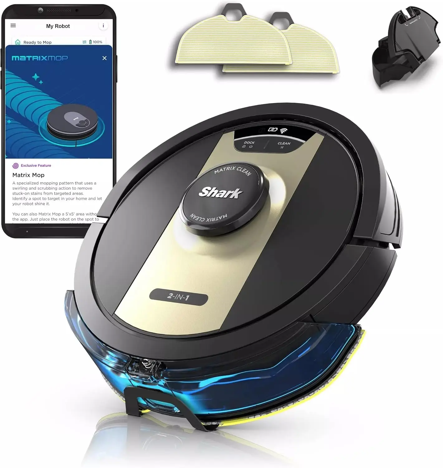 

SHARK Shark RV2410WD IQ 2 in 1 Robot Vacuum Mop with Matrix Clean Sonic Mopping Perfect for Pet Hair Carpets Hard Floors