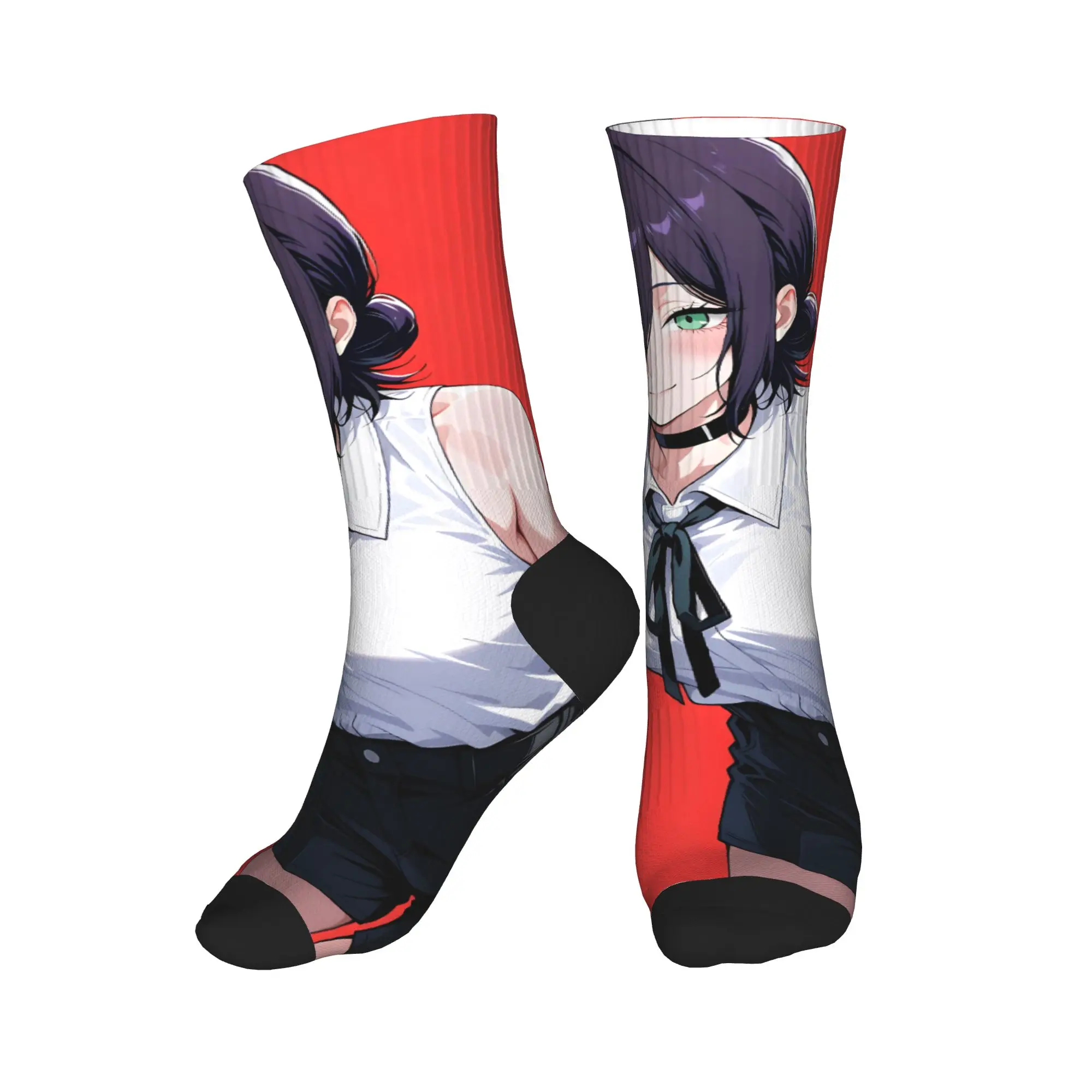 Reze anime japonês motosserra homem meias engraçadas meias de qualidade inverno ciclismo gráfico antiderrapante meias presente