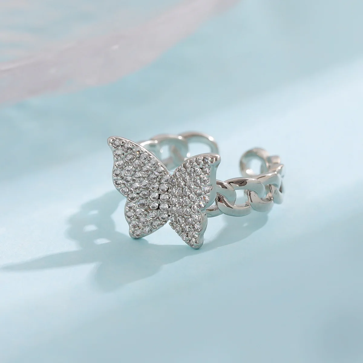 

Новая мода, элегантные, полные хрустальных бабочек, стерлинговое серебро 925 пробы, индивидуальные милые изысканные открывающиеся кольца R394