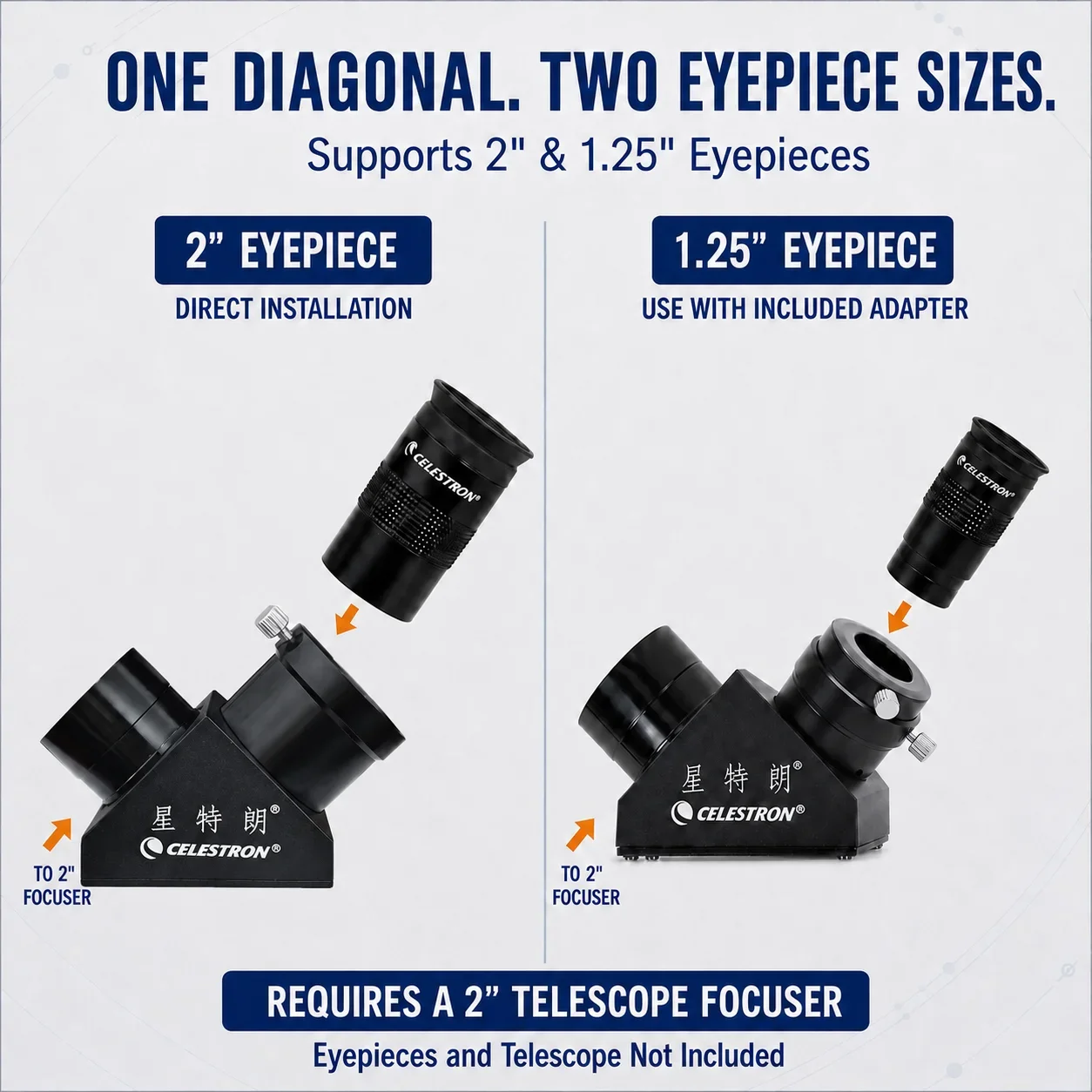 Celestron S86007 2 Inch 90 Degree Star Diagonal Mirror with 1.25 Inch Adapter for Refractor Telescope Eyepiece Accessory view 3