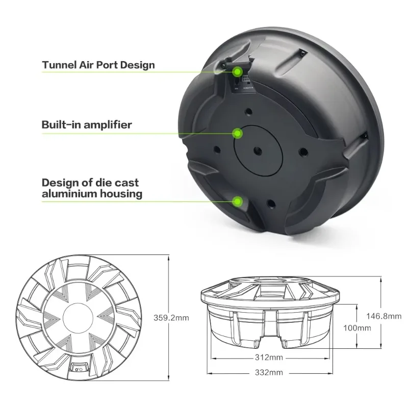 Car Active Spare Tire Subwoofer Car Audio Subwoofers with Built-in Power Amplifier