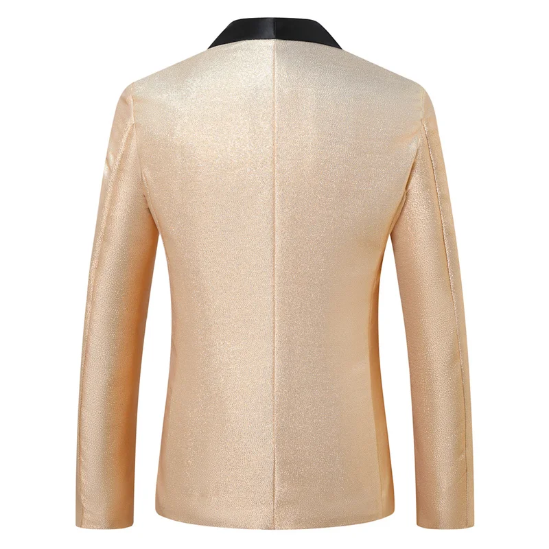Fashion Men Luxury Business Social One Button Suit Pure Color Loose Jacket New Mens Wedding Party Dress Simple Splicing Blazers