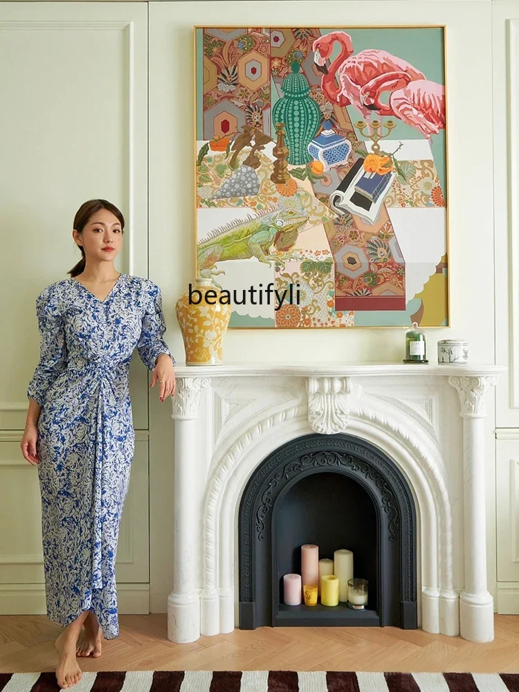 

ss7304 Natural Marble Fireplace French Arch Decoration Stone Carving Fireplace Vintage Stone Fireplace