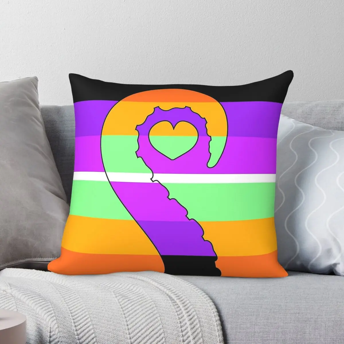 Terato Pride Flag With Tentacle Pillowcase Polyester Linen Velvet Printed Zip Decor Pillow Case Car Cushion Case 45x45