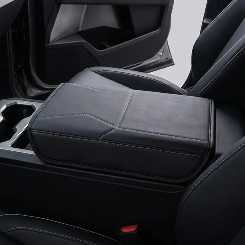 31BC Center Armrest Lid Cover with Elastic Hold, Black Stitched Console Cover for Routine Driving and Interior Care Through