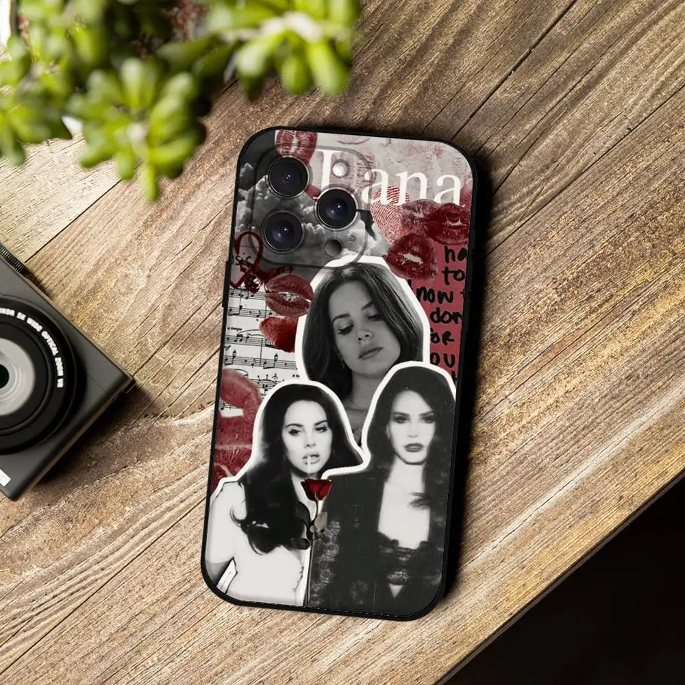 Casing HP L-Lana Del Rey Singer untuk iPhone 17 16 15 14 13 12 11 Pro Max Mini X XR XS Plus, Casing Hitam