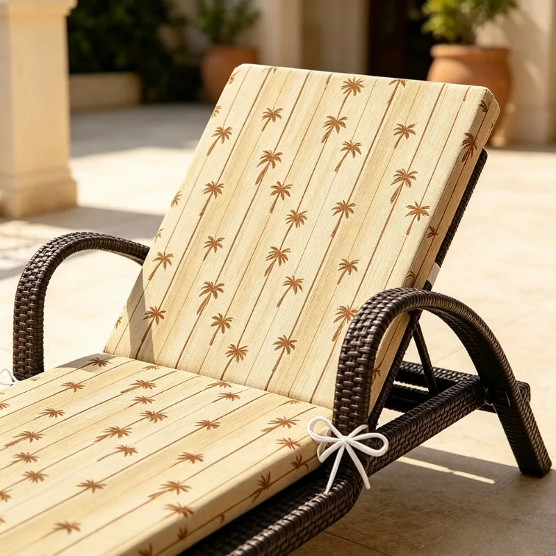 Palm Tree Lounge Chair Cushion ，hotel Pool Patiobeach Outdoor Terrace、villa Sun Recliner、resort Lounge Chair Pad with Tie Straps