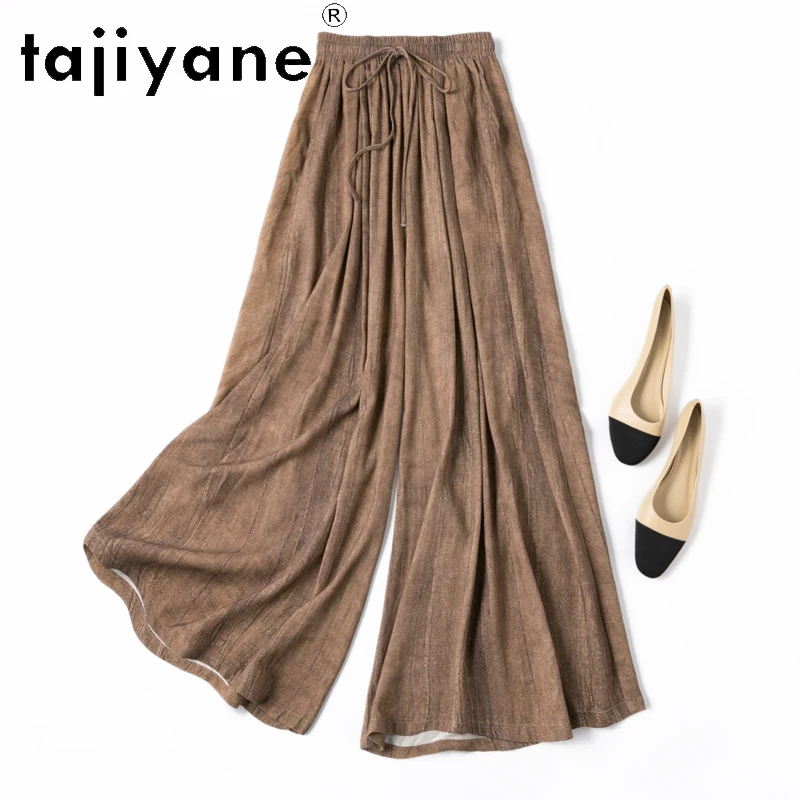 TAJIYANE 70% Mulberry Silk Pants Women 2024 Elegant Fashion Trousers Womens Casual Wide Leg Baggy Pants Summer Clothes штаны