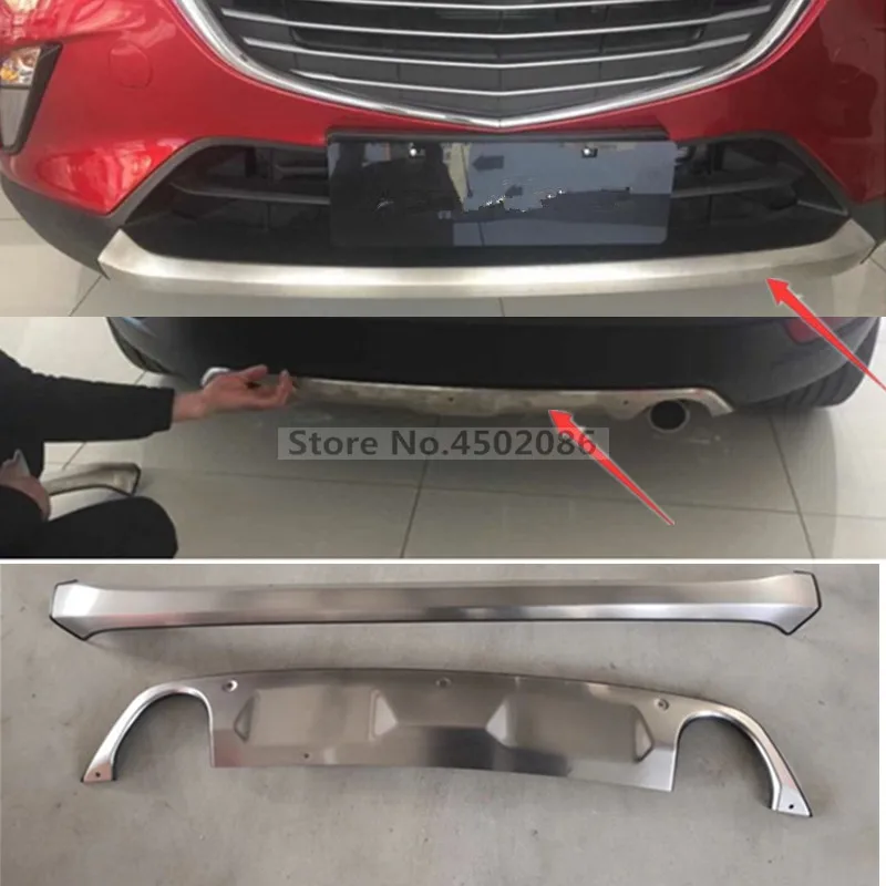 

For Mazda CX-3 CX3 2015 2016 2017 2018 Stainless steel Front & Rear Bumper Skid Protector Guard Plate Cover Car Styling Parts