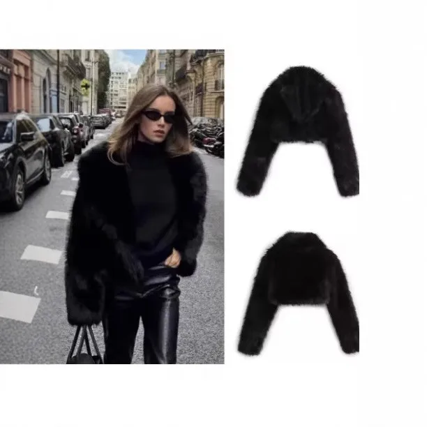 

Faionable ort Fur Jaet Женская осенне-зимняя шуба из искусственного меха Sli Top Buxom Design Long Sve with Hat