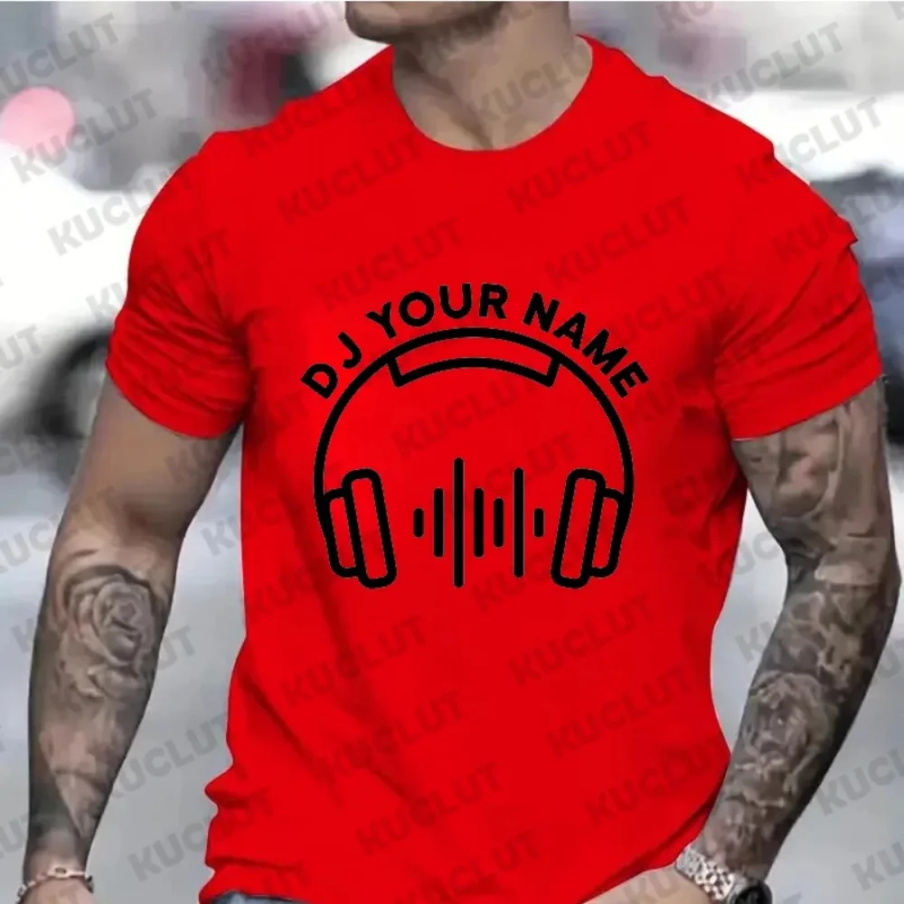 Tshirts for Men Personalized Custom DJ Name T-Shirt Music Love Tshirts Short Sleeve DIY Tees Disc Music DJ Shirt Unisex Y2k Tops