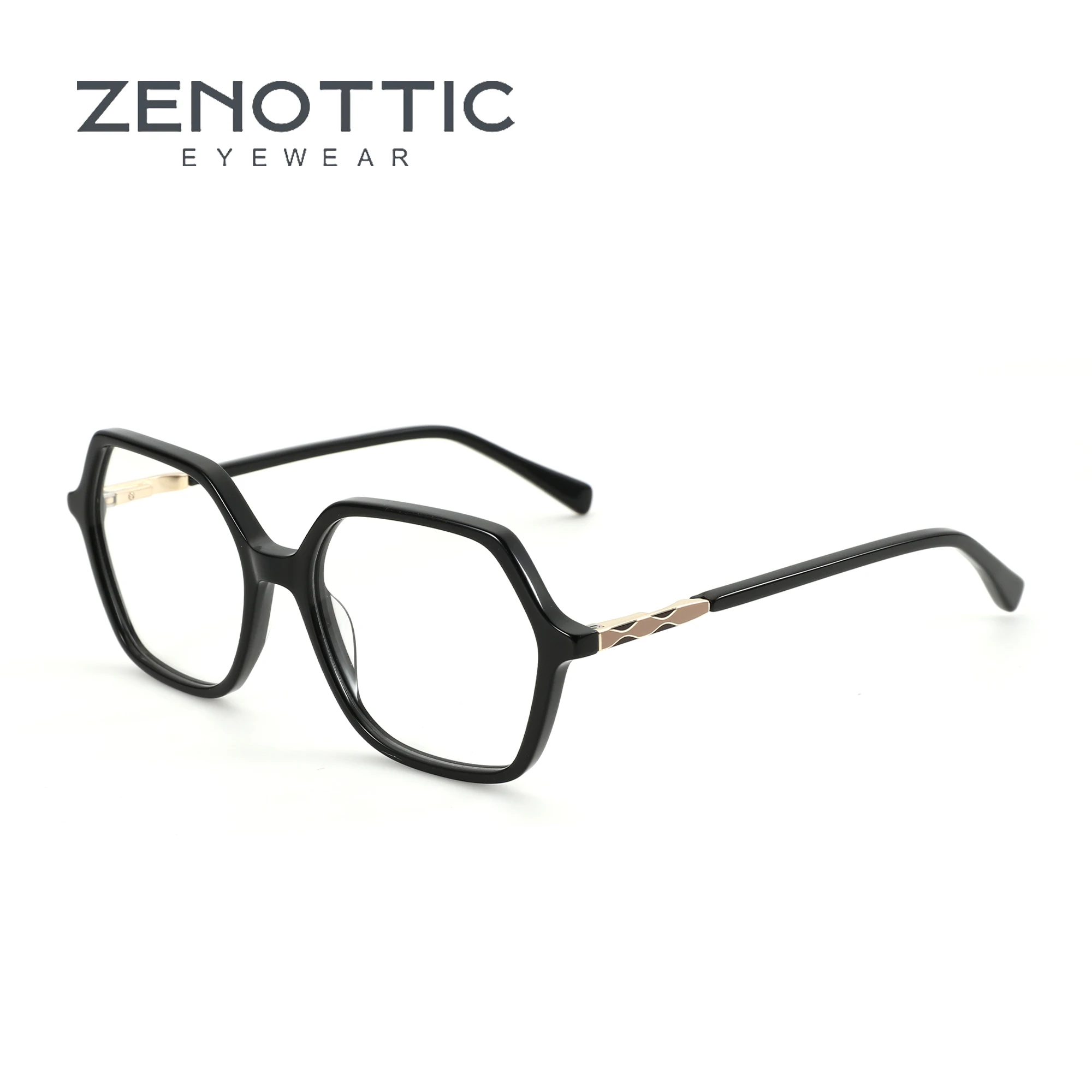 

ZENOTTIC Stylish Polygon Geometry Glasses Butterfly Eyewear Acetate Non-Prescription Eyeglasses for Women Optical Glasses Frame