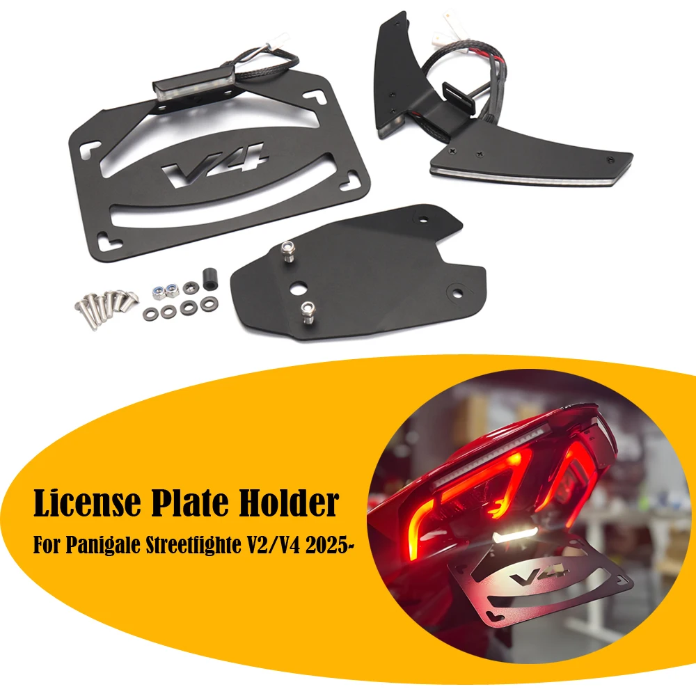 

2025 NEW Motorcycle Mount Fender Eliminator Tail Tidy License Plate Holder For Ducati Panigale V4S V4 V2 Streetfighte V2 V4