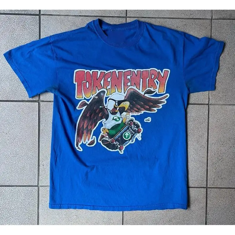 Token Entry Jaybird Blue t shirt Size Medium NYHC New York Hardcore Skate or Die