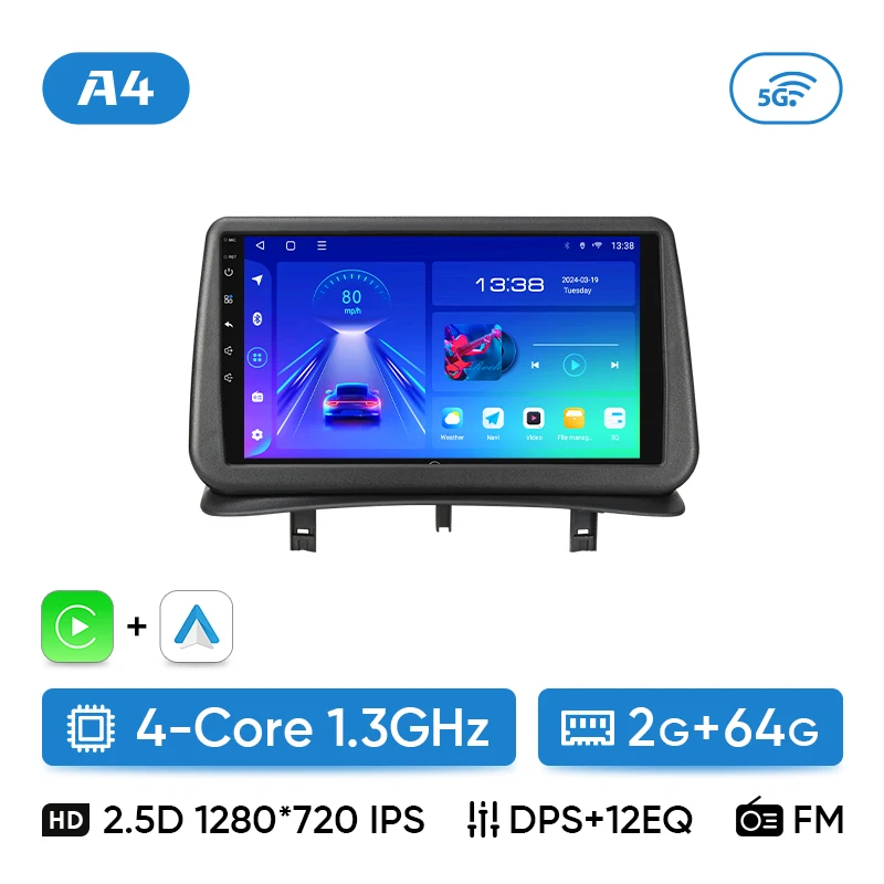 Ainavi Autoradio voor Renault Clio 3 2005-2014 Draadloze CarPlay Android Auto 4G Multimedia Speler Navigatie GPS 2din Autoradio