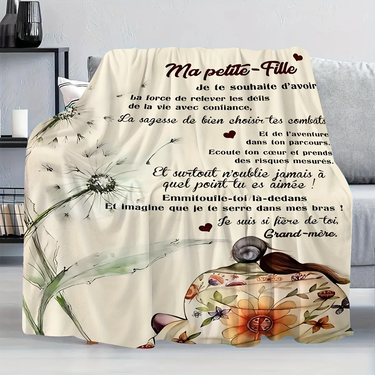 بطانية فانيلا ملهمة - تصميم حروف فرنسية، رمي ناعم من القطيفة للمنزل/المكتب، هدية دافئة للعائلة والأصدقاء #5