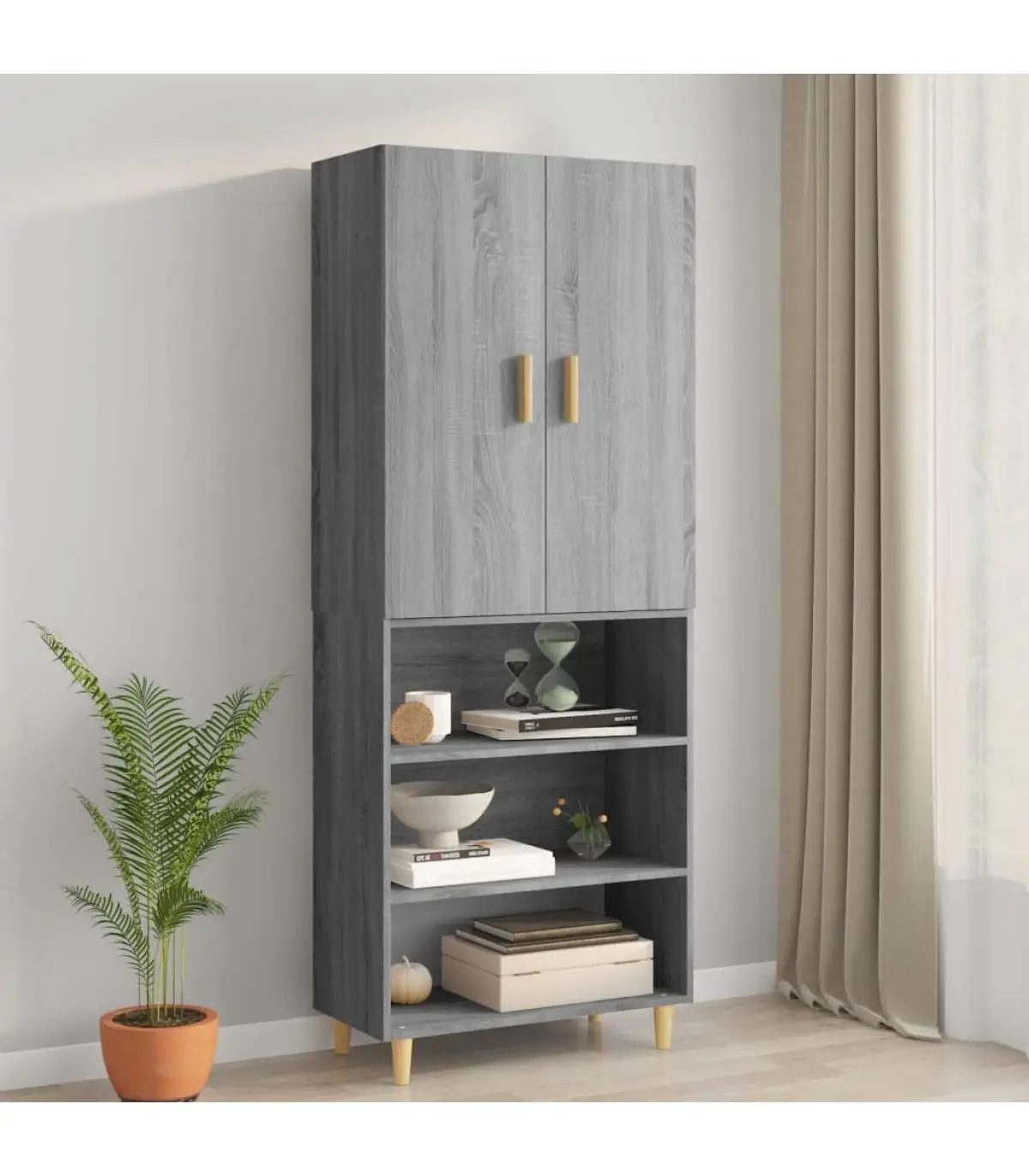 Sideboards high sideboard sonoma gray plywood 69,5x34x180 cm