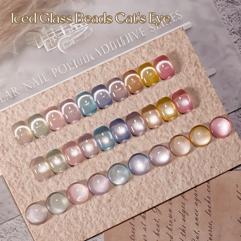 

10pcs/set Glass Beaded Crystal Cat Eye Magnetic Gel Nail Polish 10ml Varnis Semi Permanent Soak Off UV Gel Varnish DIY Nail Art