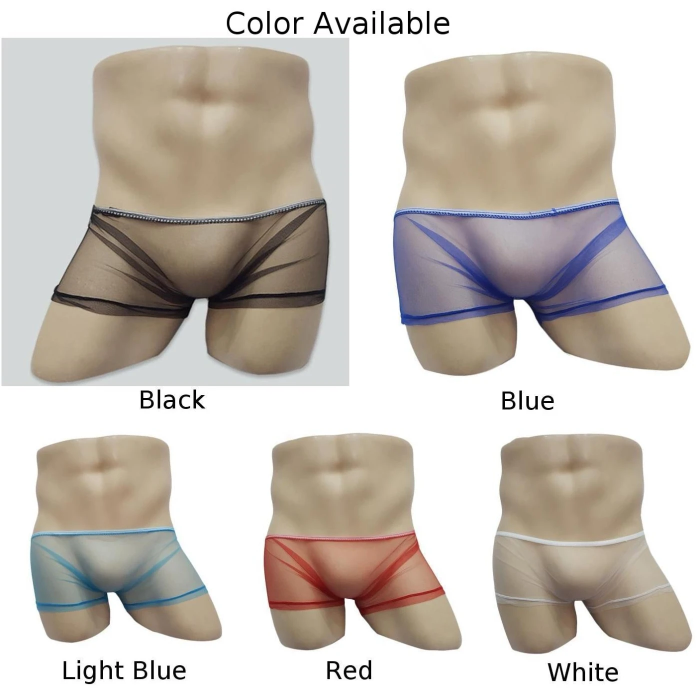 Sexy Men\'s Transparent Boxer Shorts And Underpants Tulle Low Rise Briefs Underwear Ultra-Thin Breathable Boxers Man Pack