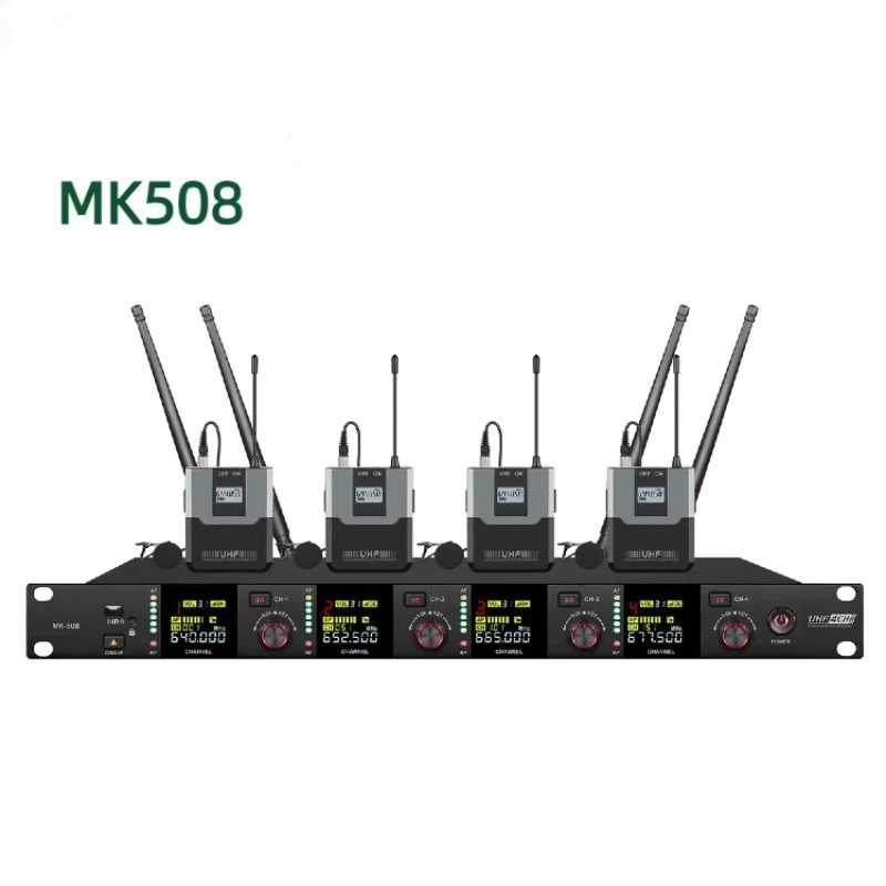 

MK508 Professional 4-Channel UHF 610MHZ-670MHZ Wireless Microphone Conference Handheld Lapel Microphone Accessory