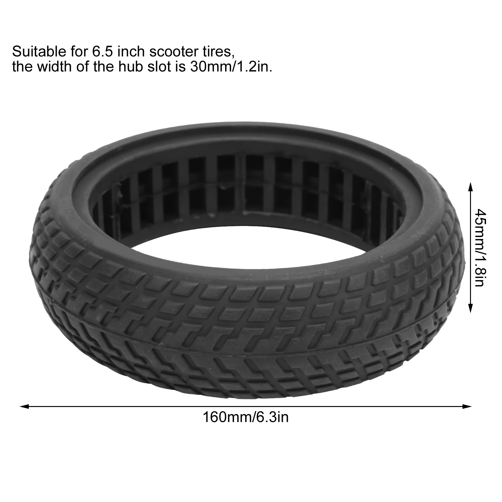 ยางรถสกู๊ตเตอร์ไฟฟ้าแบบกันระเบิด ยางตัน ยางกันกระแทกแบบกลวง สำหรับสกู๊ตเตอร์ไฟฟ้าขนาด 6.5 นิ้ว