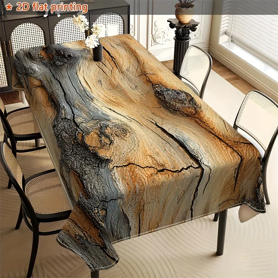1pc rustic wooden-patterned printed tablecloth for farmhouses, European home decor item, made of durable polyester fabricxzj