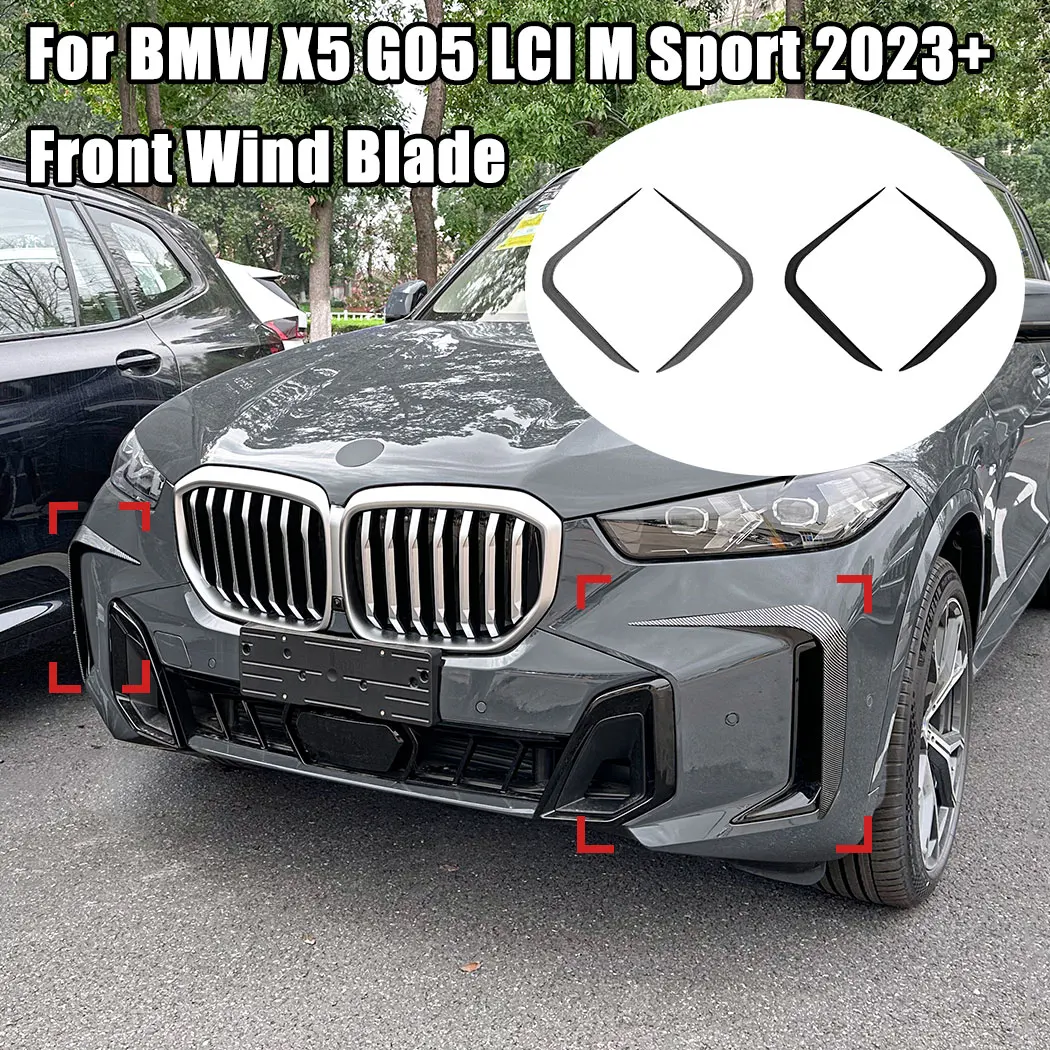 For BMW X5 G05 LCI M Sport 2023+ Pair Front Wind Knife Stickers Car Front Bumper Side Wind Blade Splitter Diffuser Modification