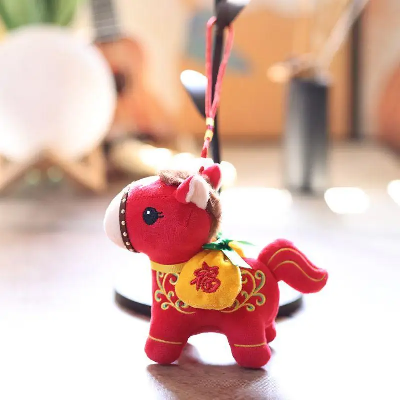 Pluszowe zawieszki na klucze z motywem konia, maskotka roku konia, szczęśliwy kucyk, zawieszka do samochodu, dekoracja domu, prezent na Boże Narodzenie