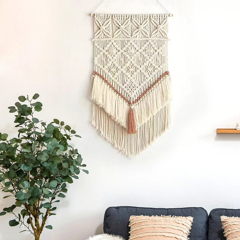 Wall Hanging Tapestry Hand‑Woven Boho Wall Decor Tassel Fringe Wall Art for Living Room Bedroom Apartment Home Decoration.