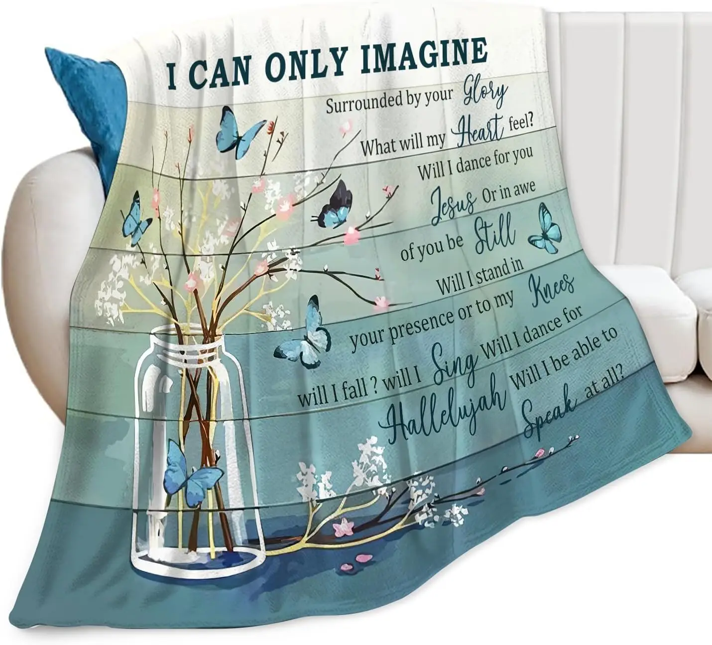 Spiritual Religious Throw Blanket for Home Decor Floral Divine Verse Cozy Gift Christian Spiritual Bed Cover Fall Spring Decor