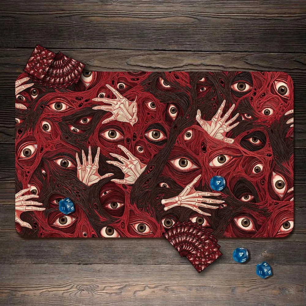 MTG Playmat, Watching Eyes Horror Custom Play Mat, TCG Playmat with Zones - 24