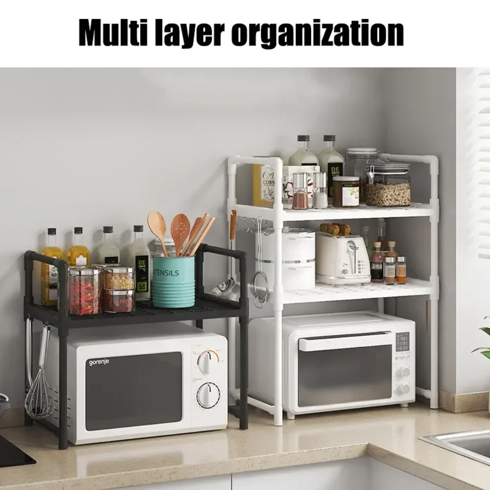 Simple Multifunctional Kitchen Microwave Storage Rack, Oven Storage Rack, Double-layer Kitchen Countertop Seasoning Shelves