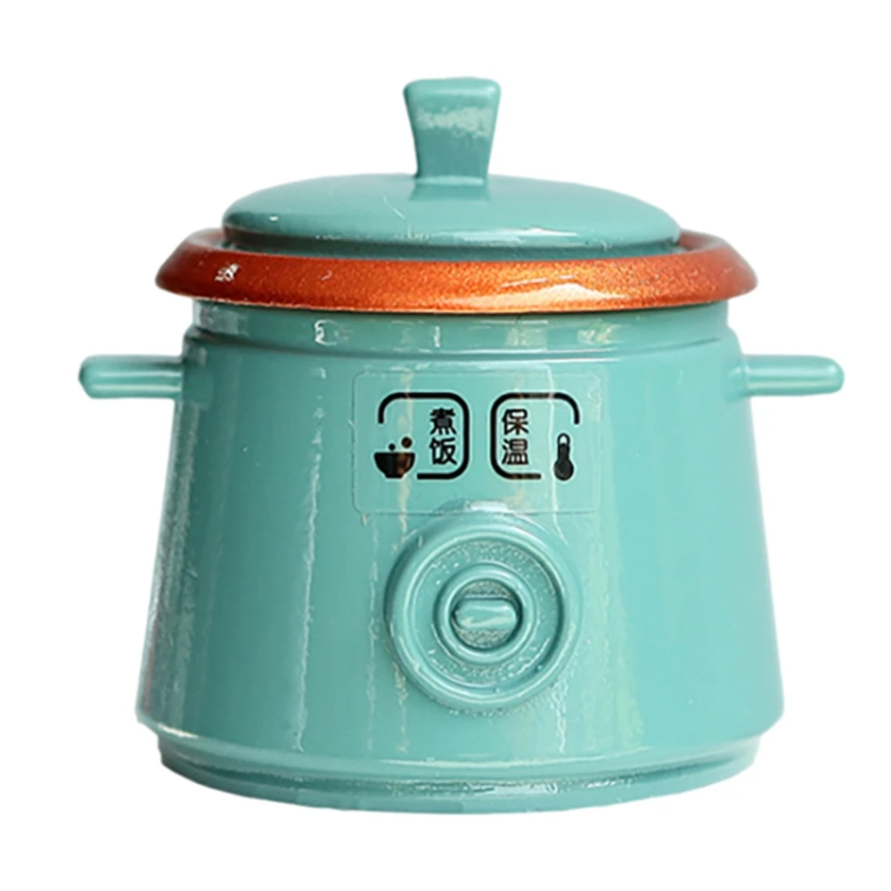 1:12 1:8 Dollhouse Cookware Metal Decorative Miniature Kitchen Rice Cooker Toy DollHouse Accessories,Blue