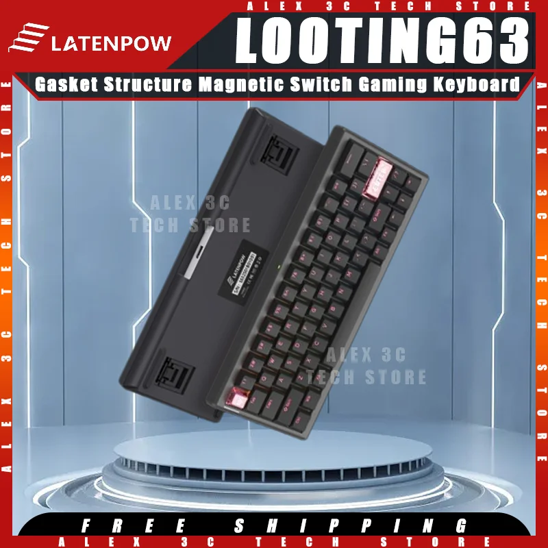 

LATENPOW LOOTING63 Механическая клавиатура Магнитный переключатель 8k Скорость заката Прокладка Структура Горячая замена Киберспортивная проводная игровая клавиатура