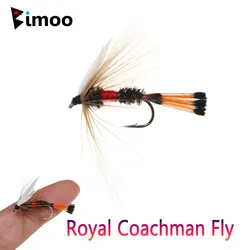 Bimoo 6PCS #10 White Drake Wing Royal Coachman Fly Royal Wulff Dry Fly Peacock Herl Feather May Fly Trout Fishing Lures Baits