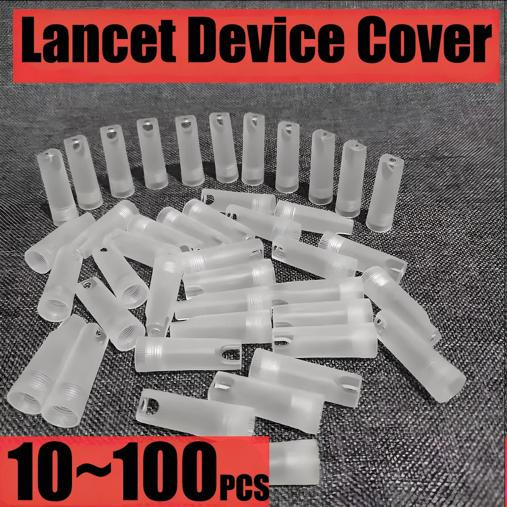100Pcs Disposable Lancet Device Pen Cover Caps Pin Head Cover Lancing Device Pen Cover for Blood Glucose Meter Testing