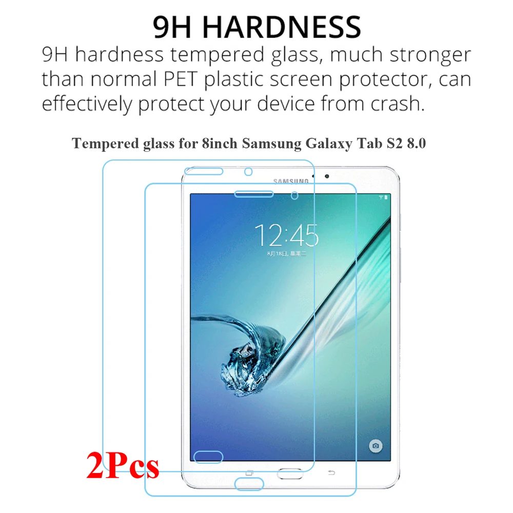 2Pcs/Pack for Samsung Galaxy Tab S2 8.0 Screen Protector Model SM-T713 T715T719 HD Tempered Glass for 8Inch Samsung SM-T710