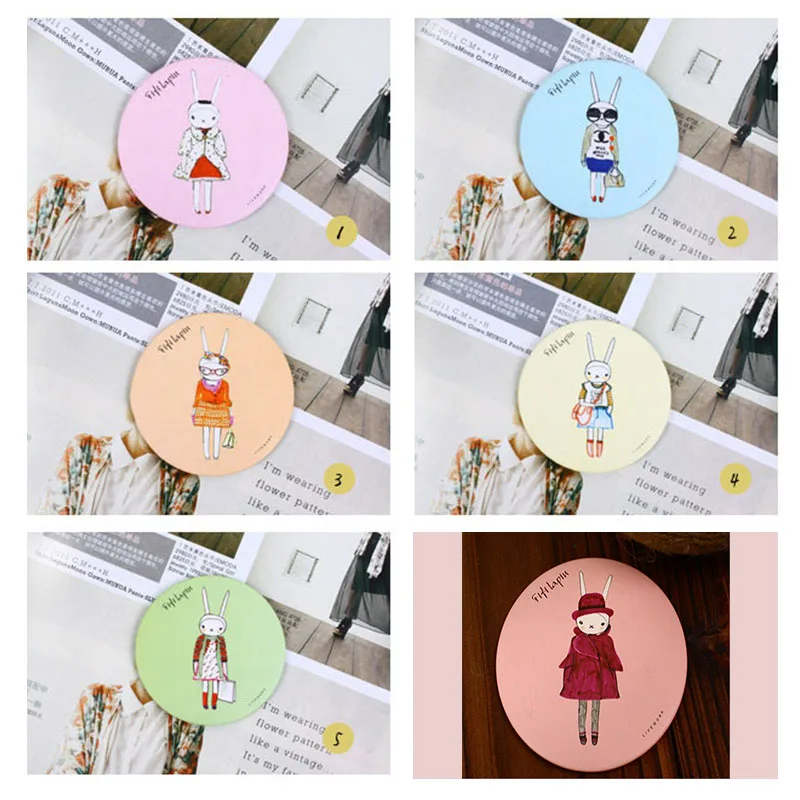 FEN99 Cartoon Anti-fall Portable Small Mirror Cute Girls Makeup Mirror Pocket Mirror for Beauty Tools