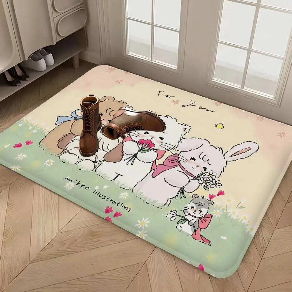 M-Mikko Illustrations Floor Mat Retro Multiple Choice Living Room Kitchen Rug Non-Slip Modern Home Decor