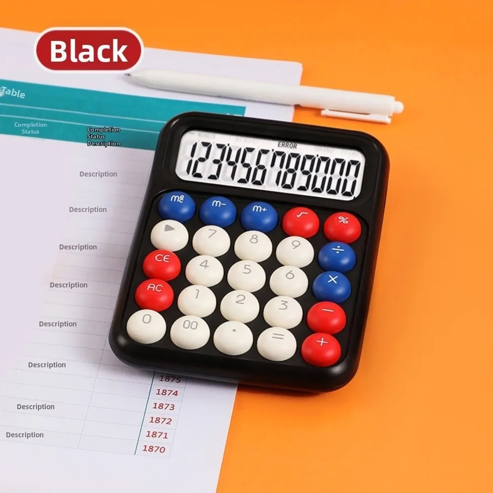 12 Digits Mechanical Button Calculator Anti-Slip Mat Cartoon Desktop Calculator Large Screen Electronic Calculators