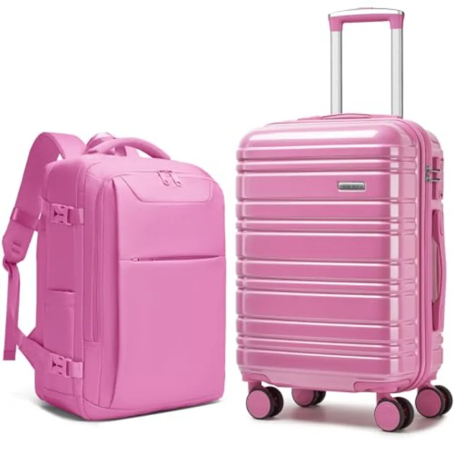 

Carry on Luggage 22x14x9 Airline Approved Hardshell Suitcase with Wheels TSA Lock, PC+ABS Lightweight Suitcase Set for Women wi