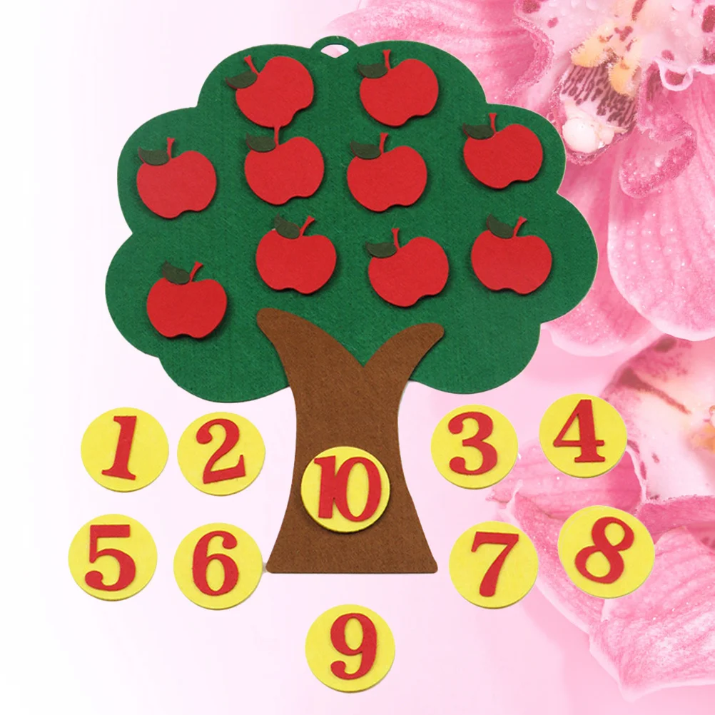 1개 디지털 사과나무 교육용 부직포 유아용품 창의적 학습 세트 유아기 인지 발달 1부터 10까지