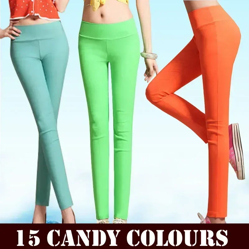 Pantalon crayon extensible pour femme, leggings décontractés en coton, haute résilience, 15 couleurs bonbon, 5XL, 6XL, 600