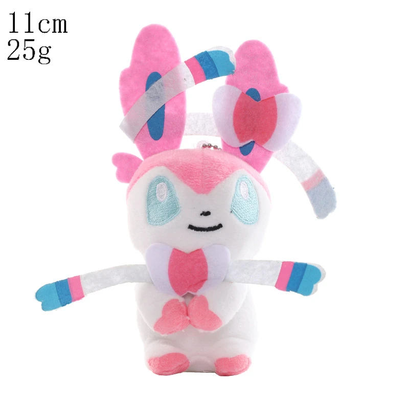 11cm Pokemon Plush Keychain Toys Eevee Sylveon Vaporeon Leafeon Kawaii Cartoon Anime Stuffed Pendant Dolls Kids Gift