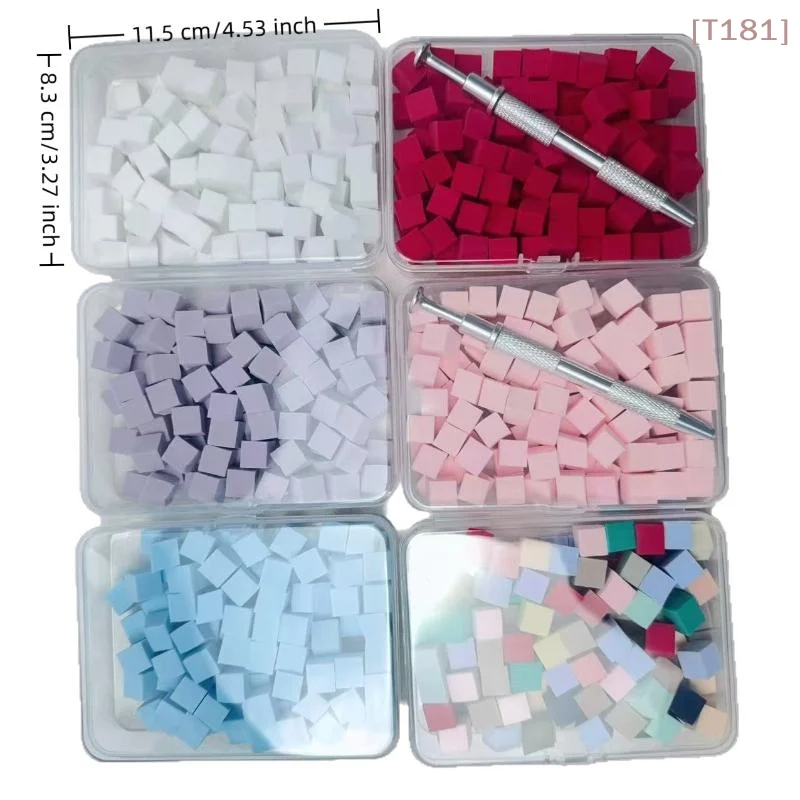 

[E] 100Pcs/Box Gradient Sponge Brush With Tools For Nail Art Gel Polish Brush Glitter Powder Manicure Accessory