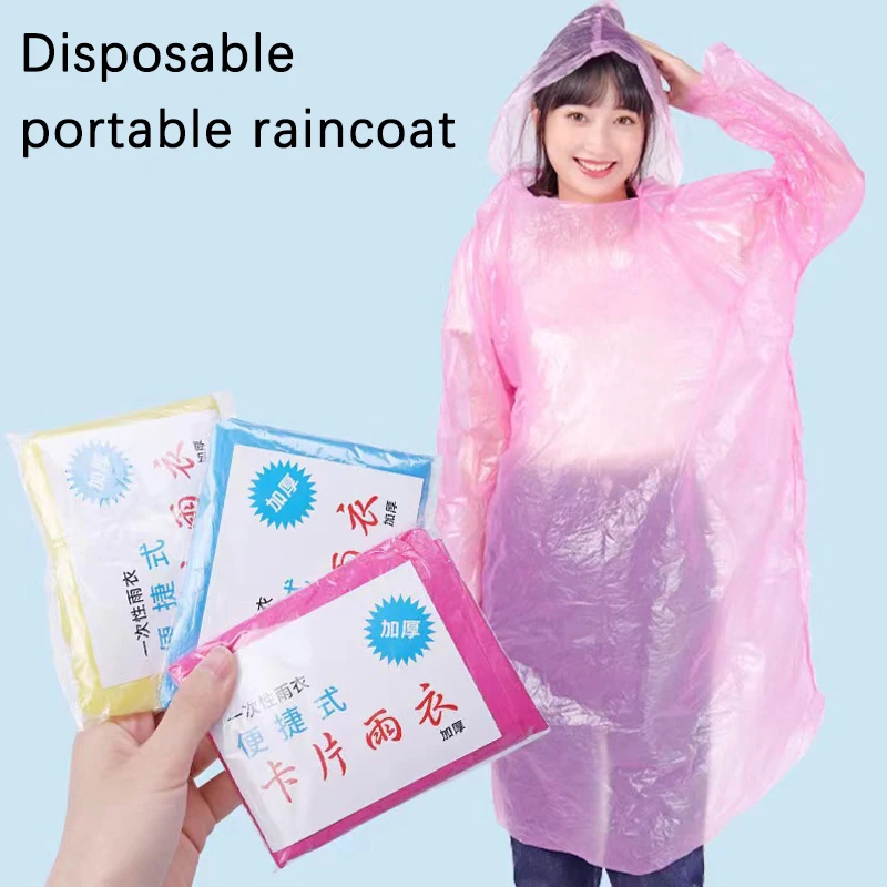 1pc Disposable Raincoat for men and women, outdoor waterproof, disposable camping, hiking, hooded raincoat