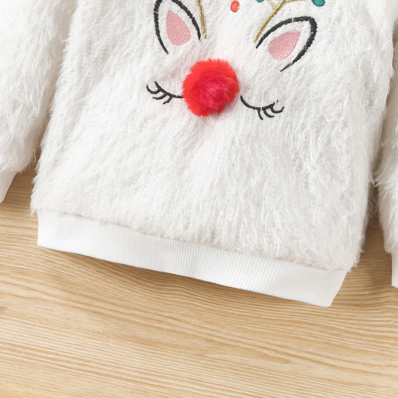 

Kids Girl Christmas Knit Fuzzy Sweater Long Sleeve Reindeer Crew Neck Loose Winter Warm Sweaters Pullovers Tops