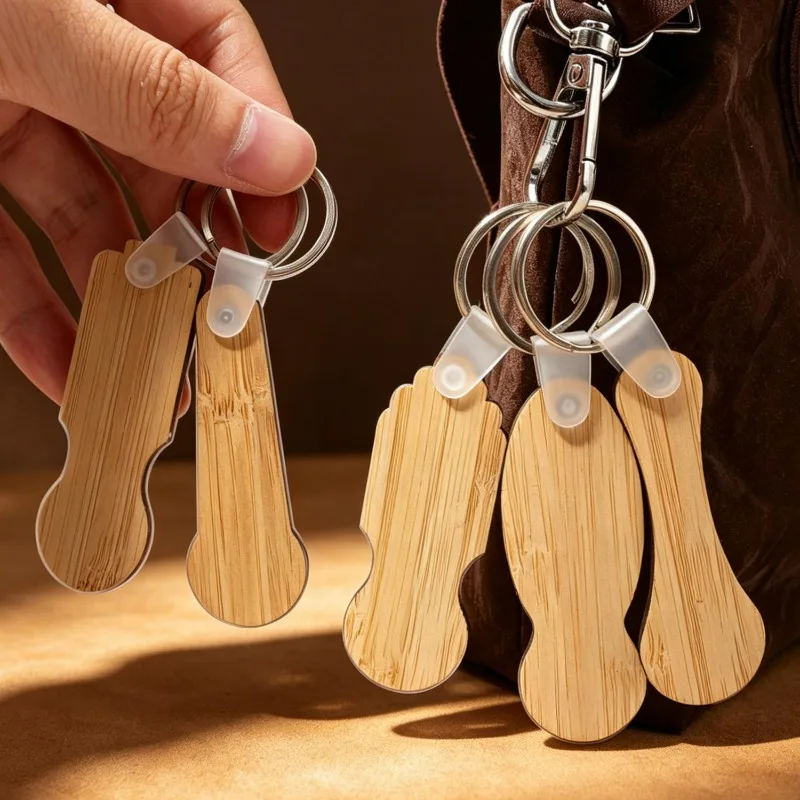1/5/10pcs Bamboo Trolley Token Keychains Blank Wooden Shopping Cart Coin Replace Keyrings DIY Hotel Keys Numbers Pendants Gifts