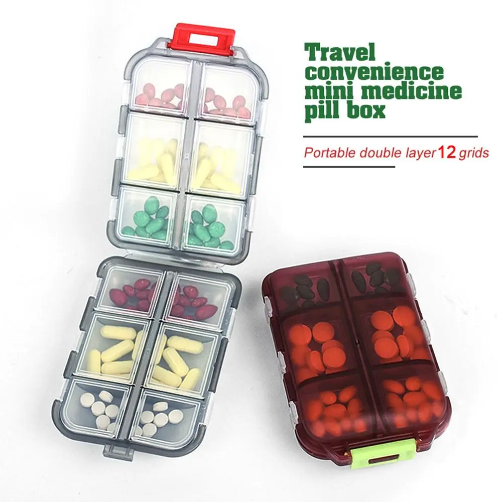 Pill Holder Dispenser Container 12 Grid Pill Box Medicine Tablet Storage Medicine Organizer Box Medication Case
